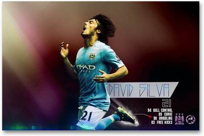 Manchester City F.C. Wall Poster - David Silva - HD Quality Football Poster Paper Print