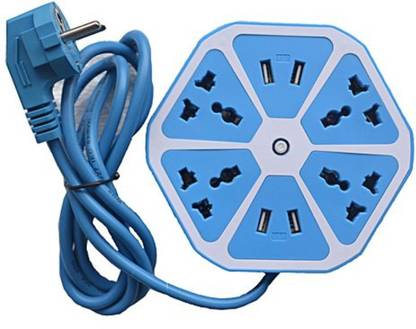 Klick N Shop Trendz Hexagon Socket Extension Board with 4 USB 2.0Amp Charging Point 4 Socket Surge Protector 4  Socket Extension Boards