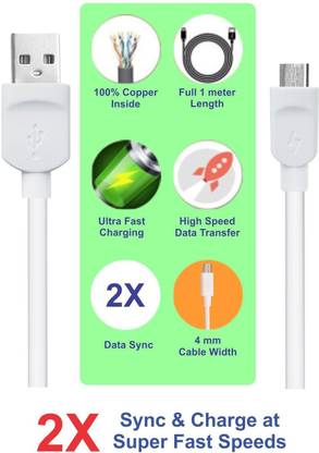 Pinnaclz 2.4 A Wall Charger for Mobile with Detachable Cable