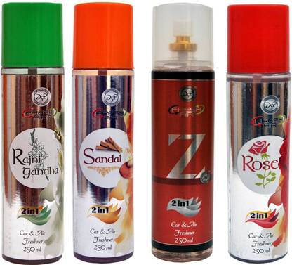 DSP RAJNIGANDHA+SANDAL+Z+ROSE Spray ROSE CAR & AIR FRESHENER 250 ML+Z CAR & AIR FRESHENER 250 ML+RAJNIGANDHA CAR & AIR FRESHENER 250 ML+ SANDAL CAR & AIR FRESHENER 250 ML