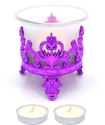 आश्या मायरो Magenta Color Light-Weight Designer Tealight Candle Holder for Diwali, Gifting, Decoration काँच, प्लास्टिक 1 - कप टीलाइट होल्डर सेट
