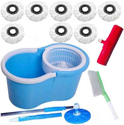 FUTUREZONE Plastic Mop with 8 Heads with Carpet Cleaner with Floor Wiper Mop Set, Floor Wiper, Cleaning Brush