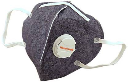 Honeywell Anti Pollution Foldable Face Mask with Easy Exhalation Valve, Dark Blue Printed
