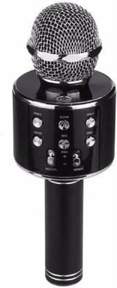 Hello Dream ® Original WS-858 Wireless Handheld Bluetooth Mic with Speaker ( Bluetooth Speaker) Audio Recording and Karaoke Feature Microphone Black Color Microphone