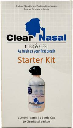 Clearnasal Clear Nasal Rinse And Clear | Starter Kit | Nose Cleaner Kit | Nasal Pressure Neti Pot | Nose Wash Kit | 240 ml | Manual Nasal Aspirator