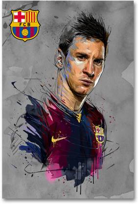FC Barcelona Wall Poster - Lionel Messi - Fan Art - HD Quality Football Poster Paper Print