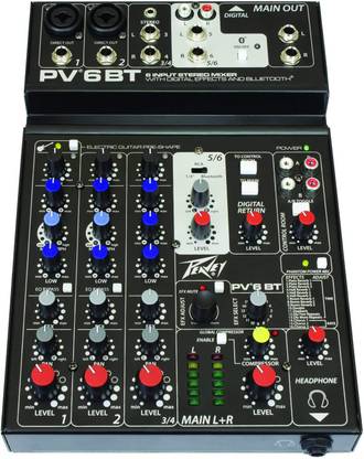 Peavey Live Audio Mixer 6 Channel Compact Analog Mixing Console with Bluetooth Analog Sound Mixer