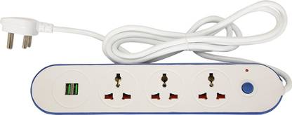 PINNACLE Spike Guard with USB Ports – Spike Booster with Surge Protector – Spike Booster – Spike Board with 2 Metre Cord – Extension Boards with 3 Sockets and USB Ports – Switch Board – Spike Buster with USB – Ideal for Home, Offices, Shops, Cyber Cafes etc 3  Socket Extension Boards