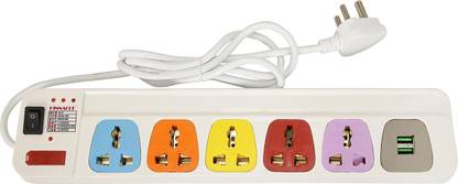 PINNACLE Spike Guard with USB Ports – Spike Guard with Surge Protector – Spike Booster – Spike Board with 1.5Metre Cord – Extension Boards with 5 Sockets and USB Ports – USB Hub – Spike Buster with USB – Ideal for Home, Offices, Shops, Cyber Cafes etc. 5  Socket Extension Boards