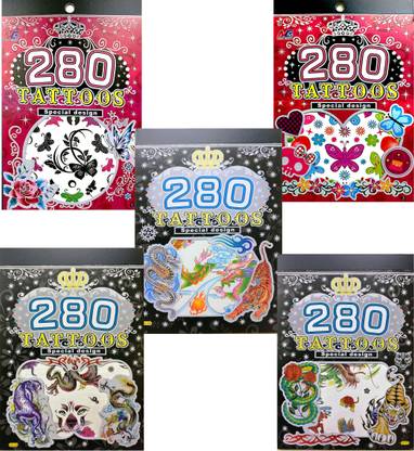 Ascend Store Combo of 5 Tattoo Booklets of Attractive Designs for Kids. All unique Booklets Shipped as per availability