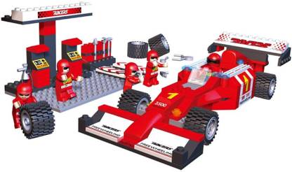 ToyGalaxy DIY F1 Racing Pit Stop Model Building Blocks Set (Multicolor)