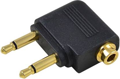 GVAAS Black Airplane Airline Flight Headphone Adapters AUX Audio Jack Adapter Converter Dual 3.5mm Male to 3.5mm Female for Headphones Golden Plated Auxiliary Audio AUX Connector , Black Phone Converter