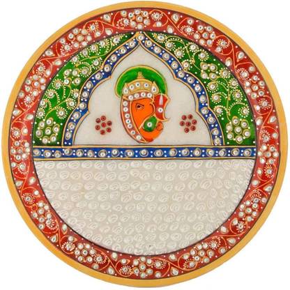 Jaipuri Craft Meenakari Work Marble Pooja & Thali Set Marble