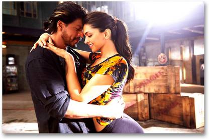 Bollywood Actors Wall Poster - Shah Rukh Khan and Deepika Padukone - Happy New Year - Movie - HD Quality Poster Paper Print