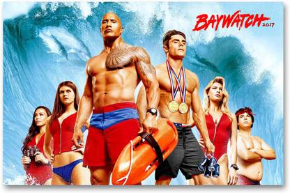 Hollywood Movie Wall Poster - Baywatch -The Rock & Alexandra Daddario - HD Quality Movie Poster Paper Print
