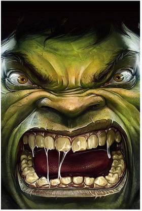 Angry Face Of Hulk Posters For Room Paper Print