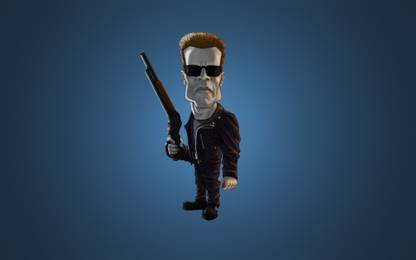 Athah 220 GSM Paper WALL POSTER 13*19 Inches Terminator 2: Judgment Day Terminator Arnold Schwarzenegger Cartoon Sunglasses Shotgun Paper Print