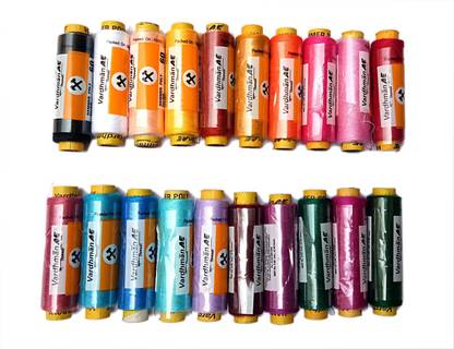 Vardhman art and craft Sewing Threads, 20 Basic Shades Reels, 180 MTS Each Spool, Fast Color, sewing Thread