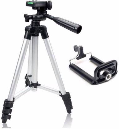 Syvo Tripod-3110 Metal Extendable Tripod Stand Monopod For Canon SONY Camera Camcorder Tripod (Silver, Black, Supports Up to 1500 g) Tripod (Silver & Black, Supports Up to 1500) Tripod, Monopod