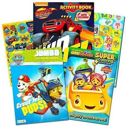 PAW PATROL Nickelodeon Jr Coloring Book Super Set -- 3 Coloring Books Featuring , Blaze, and Team Umizoomi!