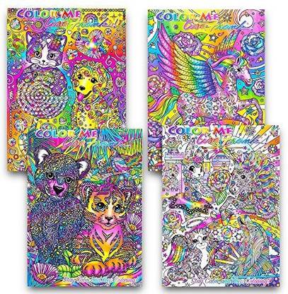 Genrc Lisa Frank Adult Coloring Book Set -- 4 Premium Lisa Frank Coloring and Activity Books for Adults