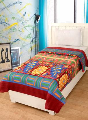 Optimistic Home Furnishing Floral Single Fleece Blanket for  Mild Winter