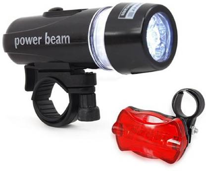 Protos India.Net Headlight Power Beam and Red Tail Combo Battery WJ 101 Bike Bicycle LED Front Rear Light Combo