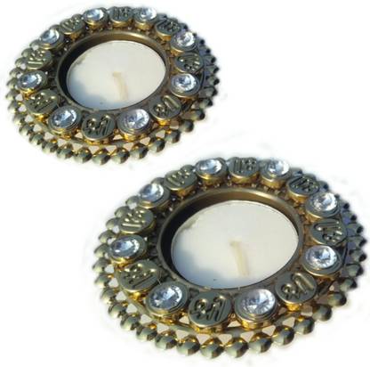 TANU ART CRAFT Crystal (Pack of 2) Table Diya Set