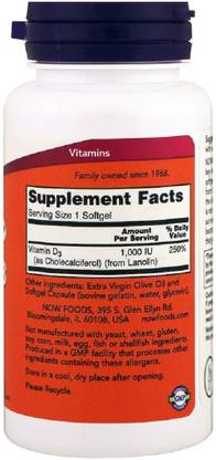 Now Foods Vitamin D-3, 1,000 IU, 360 Softgels