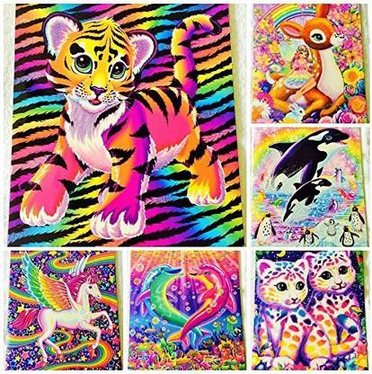 Lisa Frank NEW Glitter 2 Pocket Folders - Set of 6