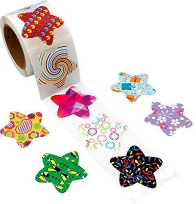 Ceiba Tree 200Pcs Colorful Star Stickers Perforation Line Design 9 Different Designs in One Roll