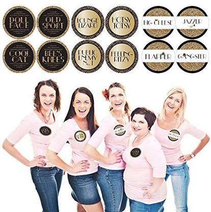 Genrc Roaring 2039;s - 1920s Art Deco Jazz Party Funny Name Tags - Party Badges Sticker Set of 12