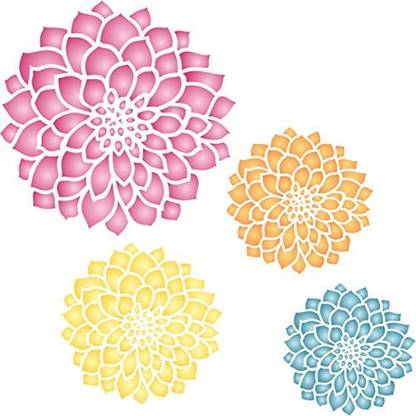 Genrc Zinnia Mural Stencil - (size 7 x 7) Reusable Wall Stencils for Painting - Best Quality Mural Wall Art Ideas - Use on Walls, Floo