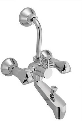 एस्को जक़ुआर ग्रुप Essco TQT-519 Tropical Wall Mixer 3 In 1 System With 115mm Bend Pipe, Aerator and Small Knob मिक्सर नल