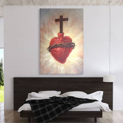 inephos Beautiful Sacred Heart Jesus Art Wall Painting 91Cm X 61Cm Canvas 24 inch x 36 inch Painting