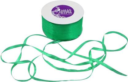 ASIAN HOBBY CRAFTS Satin Ribbon, Size: 1/4" length 400 meter Green Satin Ribbon