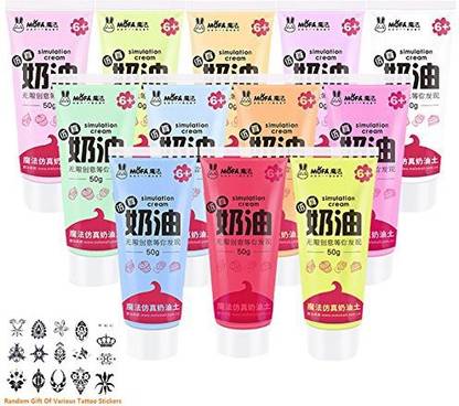 Genrc mofa 50g 12 PCS Simulation Cream Adhesive,Faux Simulation Fake Whipped Cream Glues Set,Crystal Cream Adhesive with 14 Nozzle