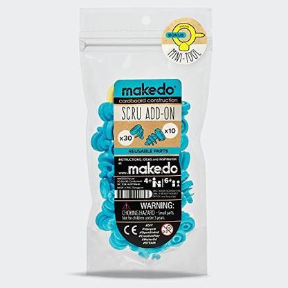 Makedo Cardboard Construction Scru Add-On Kit, Includes 40 Reusable Scrus and Bonus Mini-Tool, Make your own Halloween Costumes