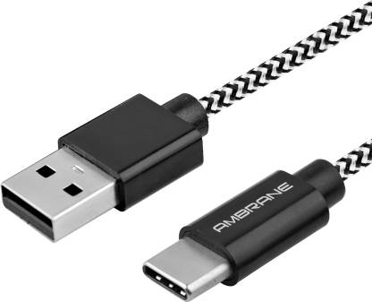 Ambrane CBC-15 2.4A 1.5m Sync & Fast Charge Tough Nylon Braided USB A to 1.5 m USB Type C Cable