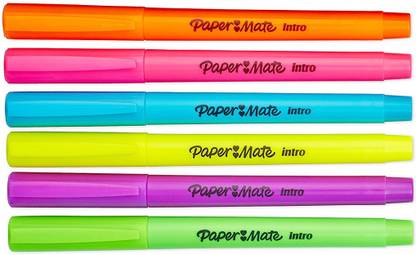 Paper Mate Intro Micro Chisel Tip Highlighters, Colors, 6-Count