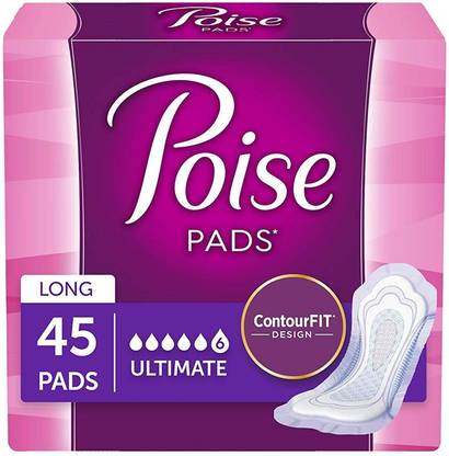 POISE Incontinence Overnight , Ultimate Absorbency, Long, 45 Count Sanitary Pad