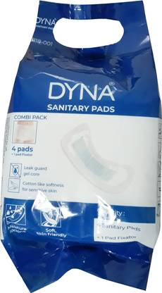 Dyna Sanitary Pads with Leak Guard Gel Core(4 Pads Plus 1 Disposable Panty) Sanitary Pad