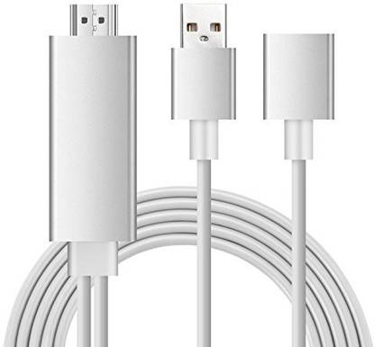 microware Lightning Cable 0.25 m LIGHTNING HDTV Cable for Android and Apple Devices HDMI Cable (Silver)