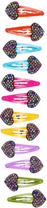 Abhi Glossy Heart Design With Stone Studded -12 Pcs Tic Tac Clip