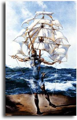 PIXELARTZ Canvas Painting - The Ship - Salvador Dali (23 X 35) - Without Frame Digital Reprint 35 inch x 23 inch Painting