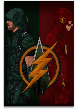 Hollywood Movie Poster - The Flash vs Green Arrow - Fan Art - Justice League - Large Size Poster - HD Quality - 36 inches x 24 inches (92 cms x 61 cms) Fine Art Print