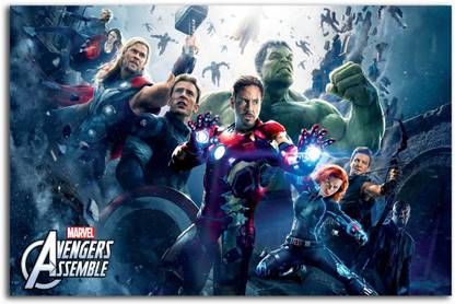 Superheroes Poster - Avengers - Large Size Poster - HD Quality - 36 inches x 24 inches (92 cms x 61 cms) Fine Art Print