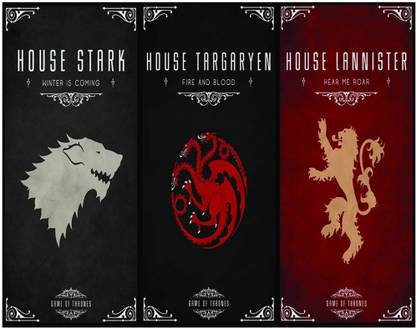 Game Of Thrones House Stark Targaryen Lannister Logo Poster A4 Paper Print