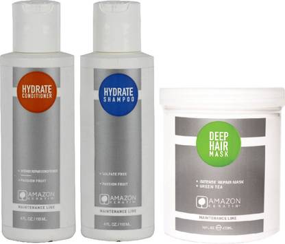 AMAZON KERATIN Hydrate Shampoo, Hydrate Conditioner and Deep hair mask Combo (Small)