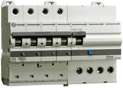 LARSEN AND TOUBRO RCBO FP 63A 100mA (Cat No. AUF3C406310) AU Series MCB